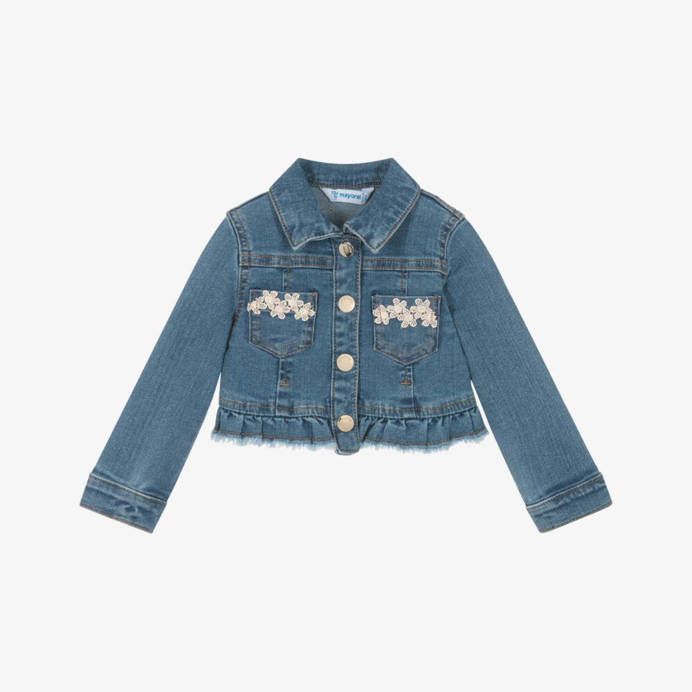 Mayoral-Girls Washed Indigo Denim Jacket | Childrensalon Outlet