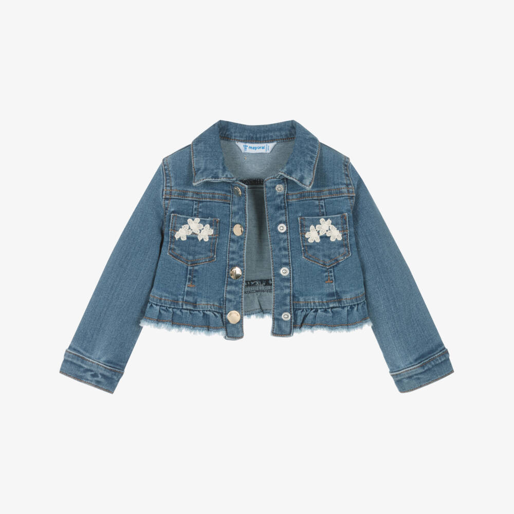 Mayoral-Girls Washed Indigo Denim Jacket | Childrensalon Outlet