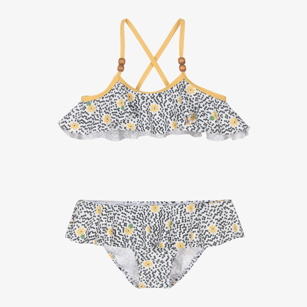 Mayoral-Girls White & Black Flower Print Bikini | Childrensalon Outlet