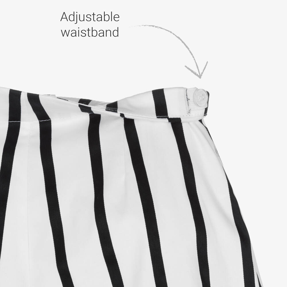 مايورال-شورت سكورت قطن ساتين مقلم لون أبيض وأسود | Childrensalon Outlet