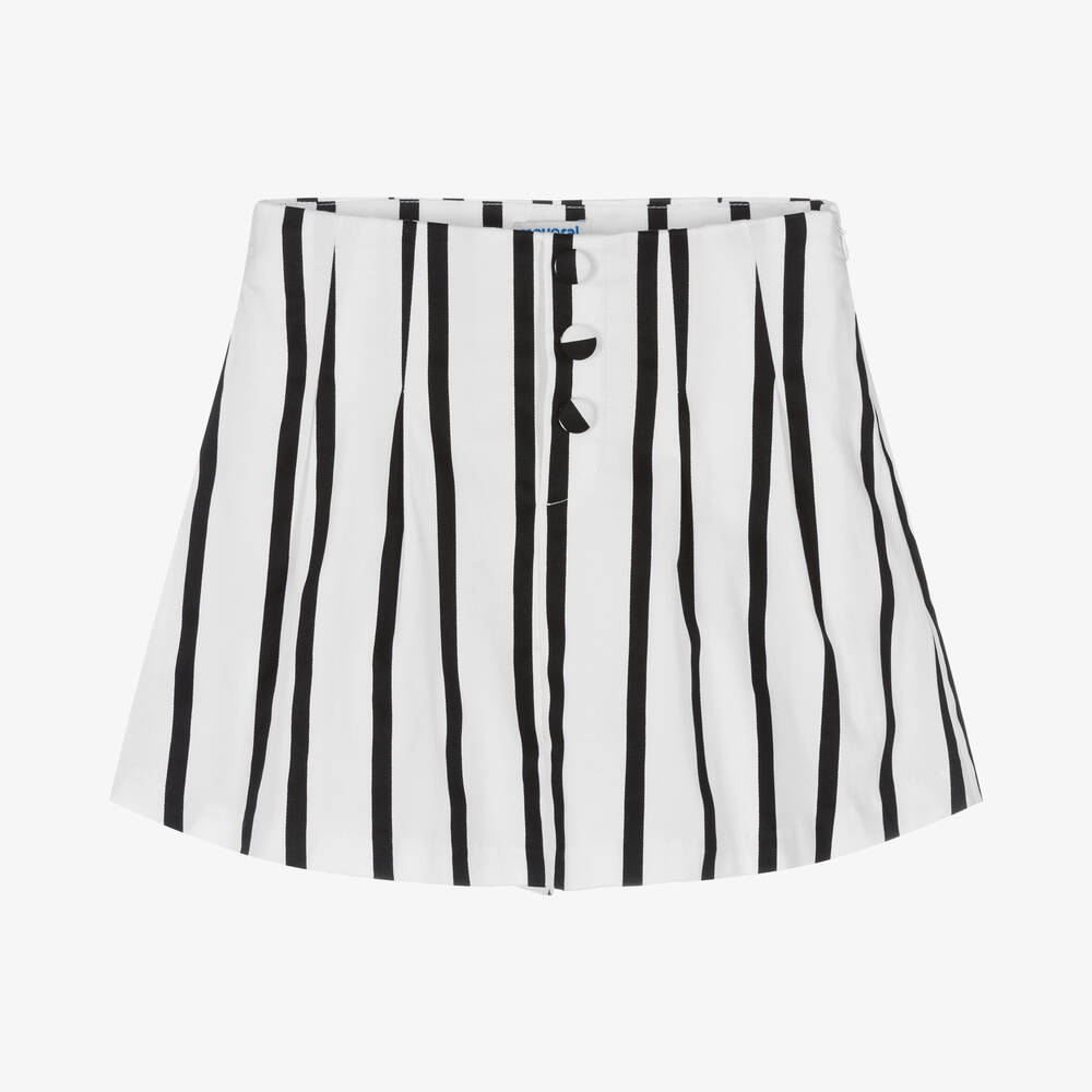 Mayoral - Girls White & Black Stripe Cotton Skort | Childrensalon