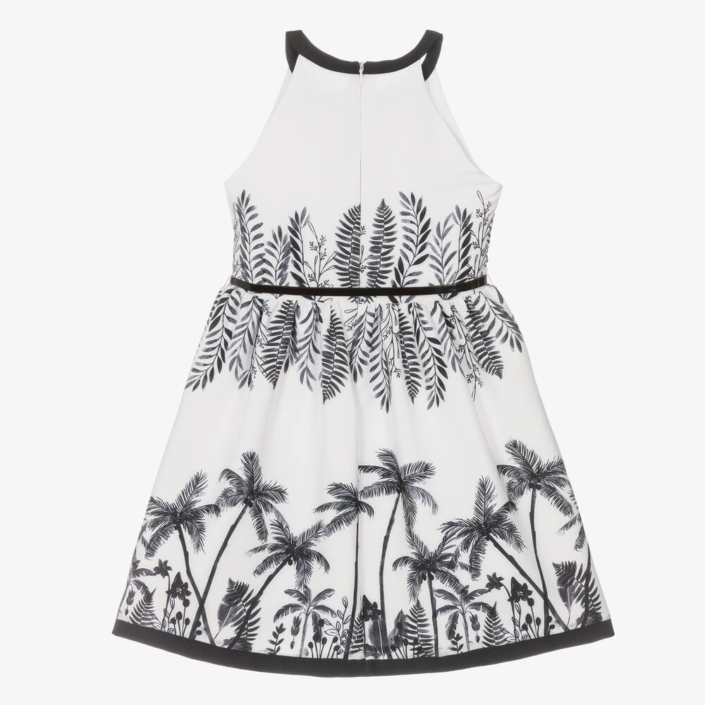 Mayoral-Girls White & Black Tropical Print Dress | Childrensalon Outlet