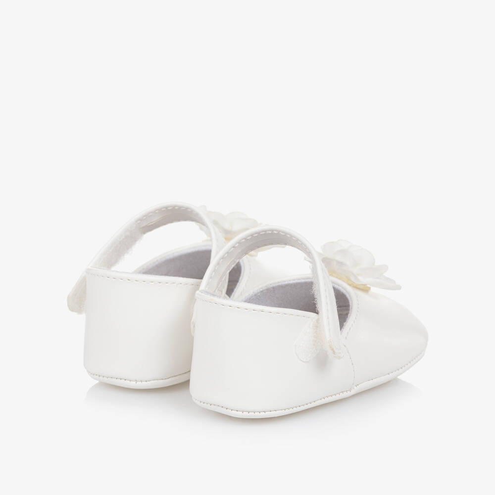 Mayoral Newborn-Girls White Blossom First Steps Shoes | Childrensalon Outlet