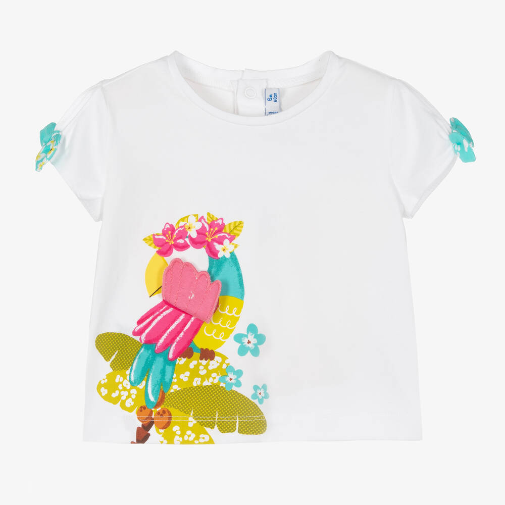 Mayoral-Girls White & Blue Cotton Leggings Set | Childrensalon Outlet