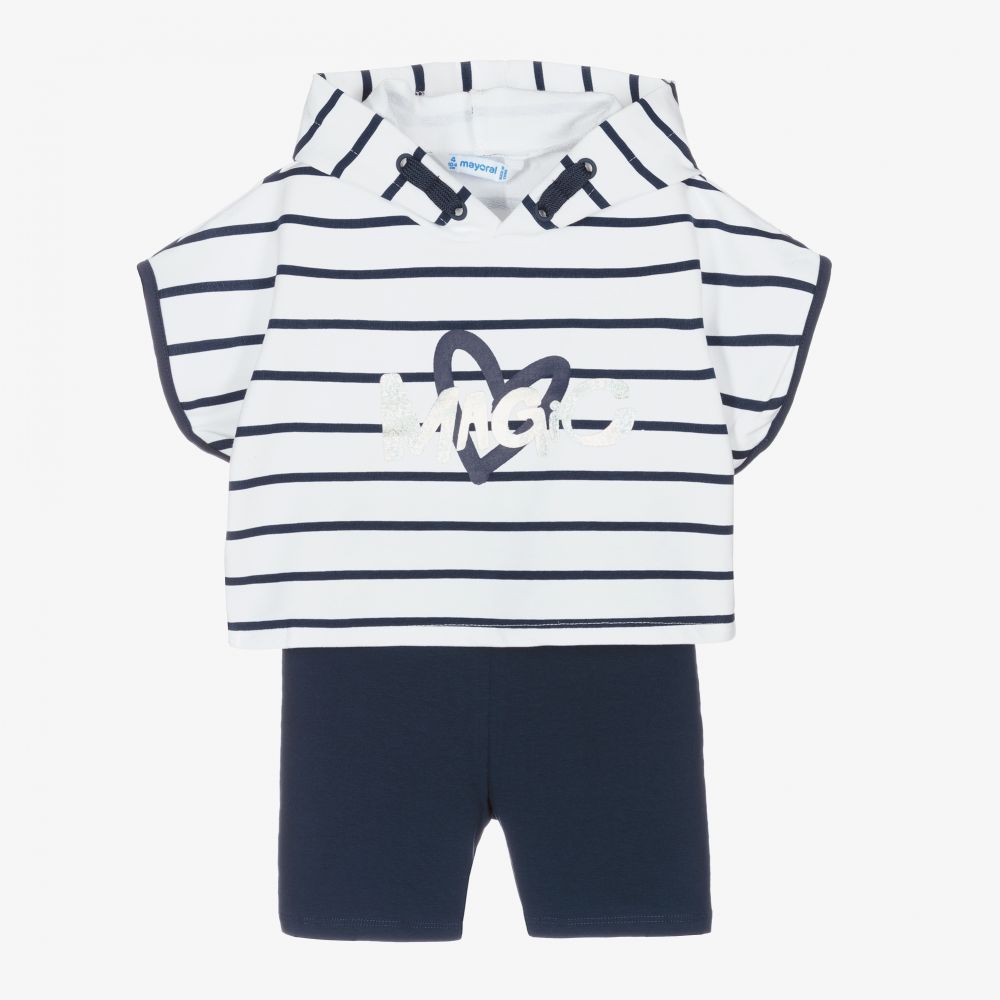Mayoral - Shorts-Set in Weiß und Blau (M) | Childrensalon