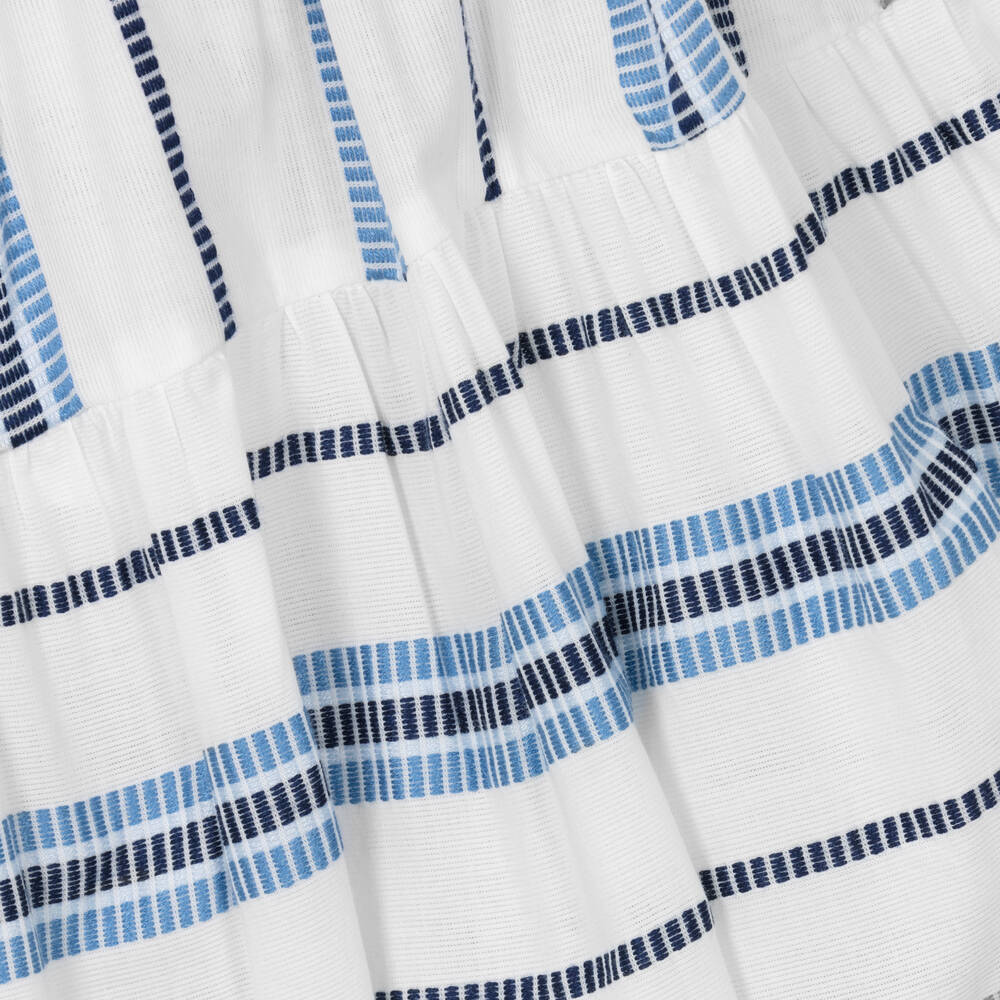Mayoral-Girls White & Blue Striped Cotton Skirt | Childrensalon Outlet