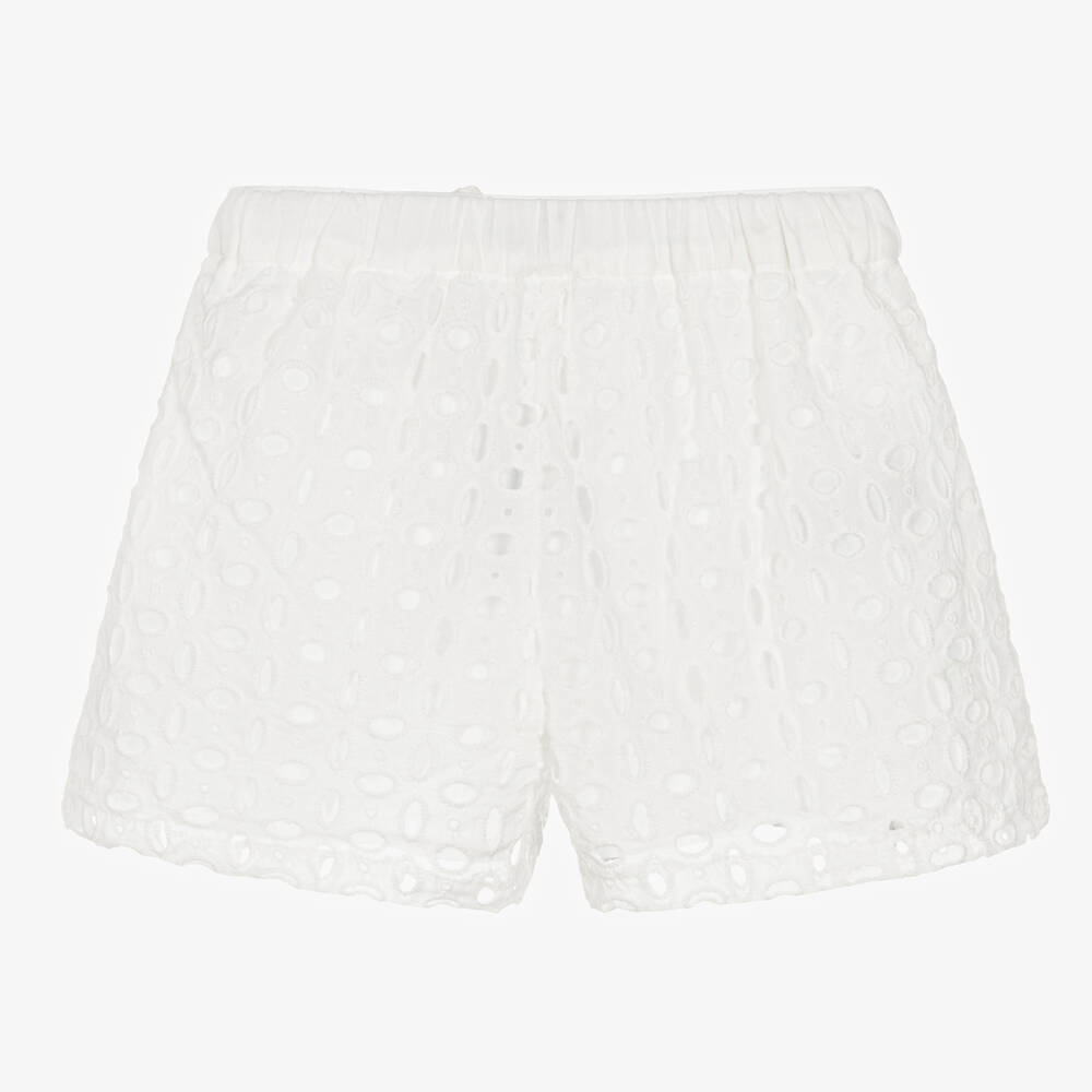 Mayoral-Белые шорты с вышивкой английской гладью | Childrensalon Outlet