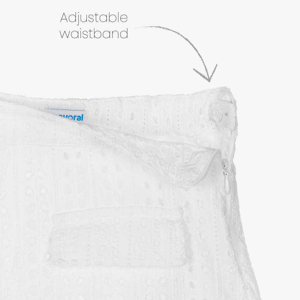 Mayoral-Girls White Broderie Anglaise Shorts | Childrensalon Outlet