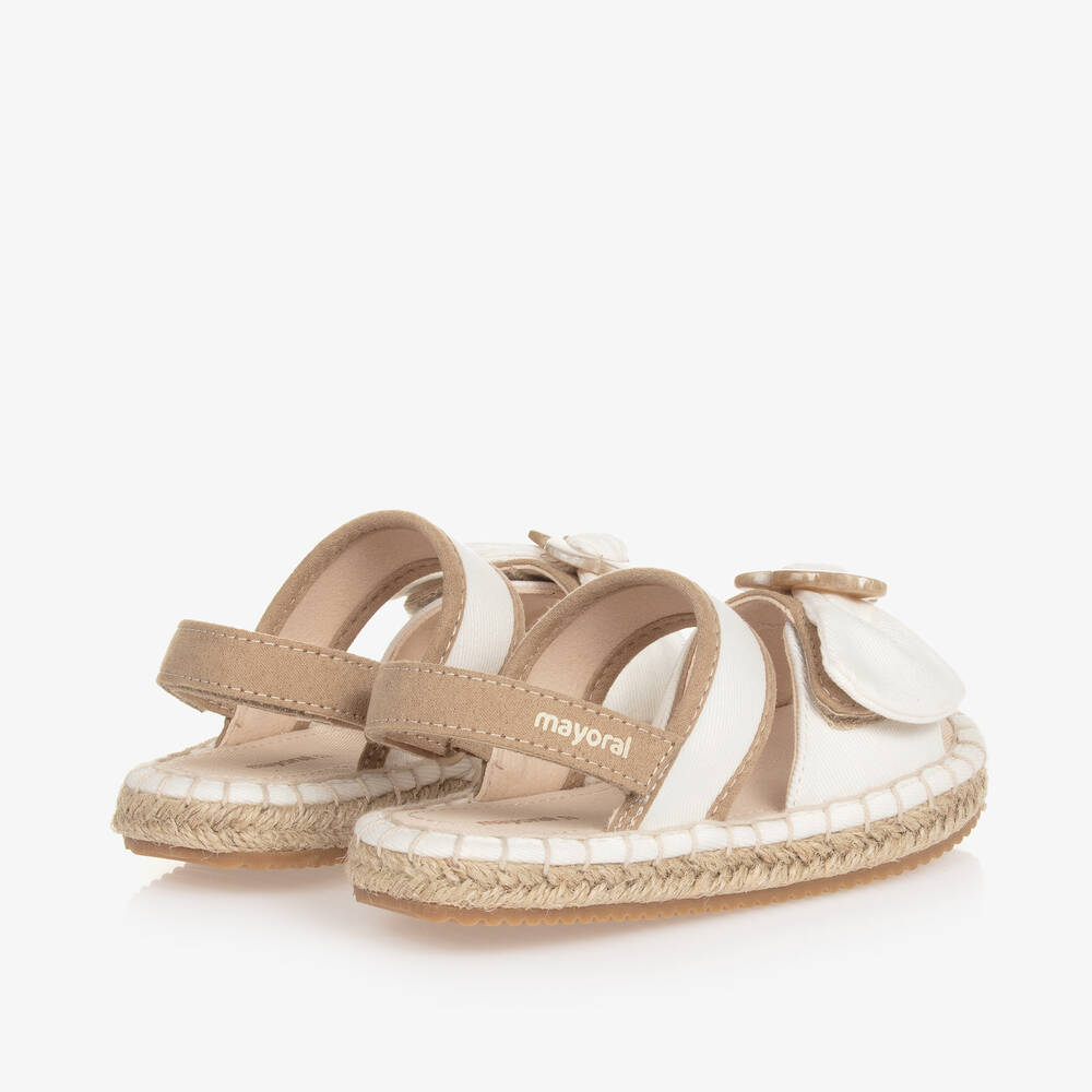 Mayoral-Girls White Canvas Velcro Sandals | Childrensalon Outlet