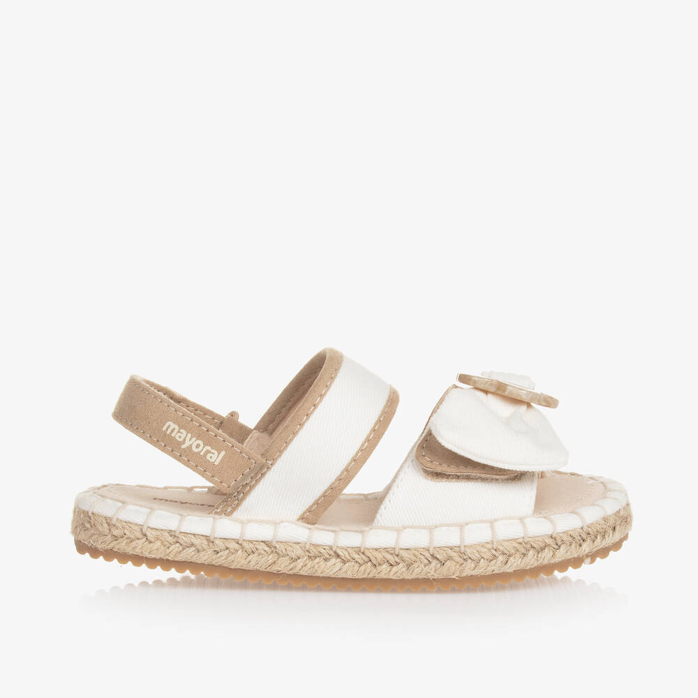 Mayoral-Girls White Canvas Velcro Sandals | Childrensalon Outlet