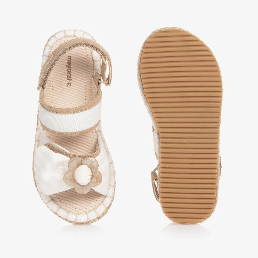 Mayoral-Girls White Canvas Velcro Sandals | Childrensalon Outlet