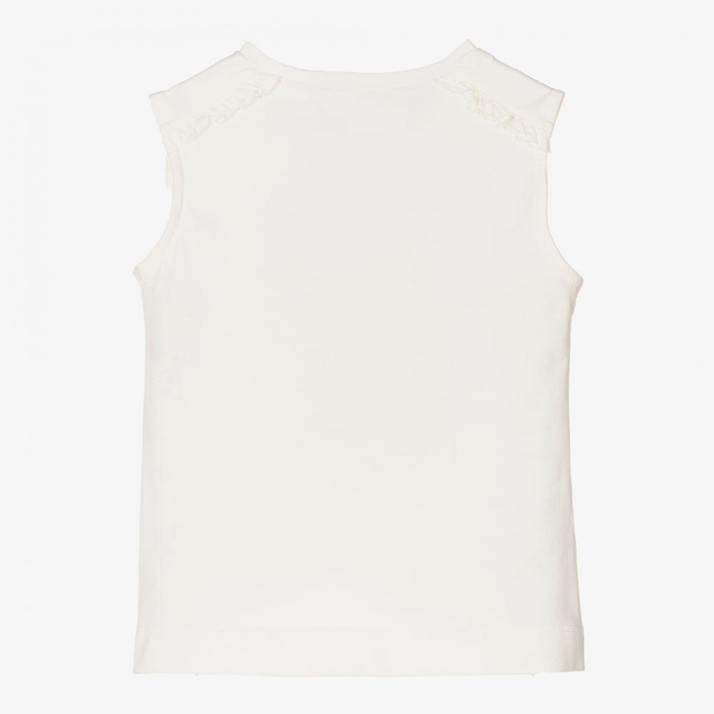 Mayoral-Girls White Cat Cotton Top | Childrensalon Outlet