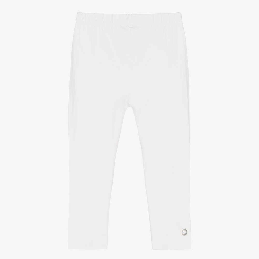 Mayoral-Girls White Cotton Cropped Leggings | Childrensalon Outlet