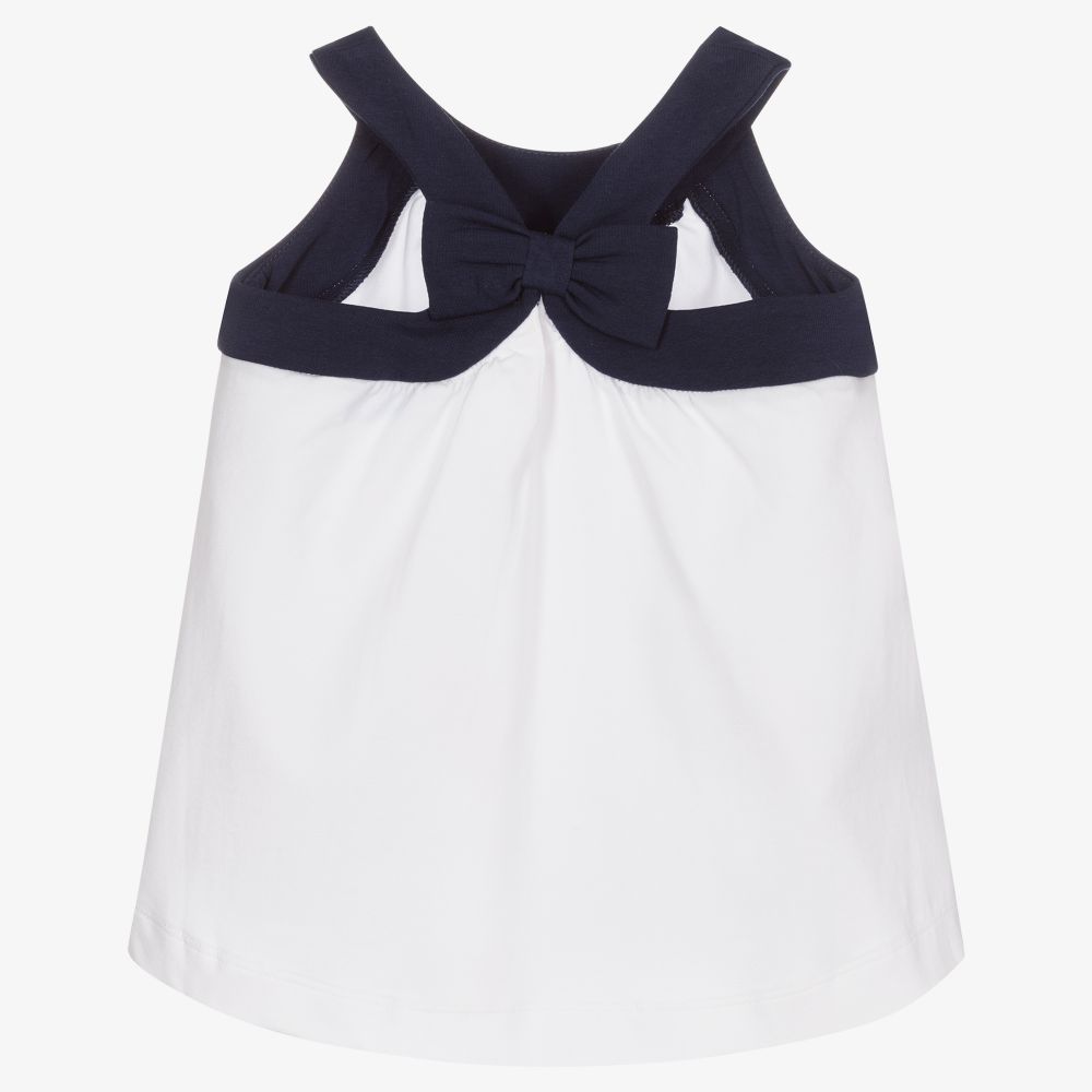 Mayoral Girls White Cotton Dress Childrensalon Outlet
