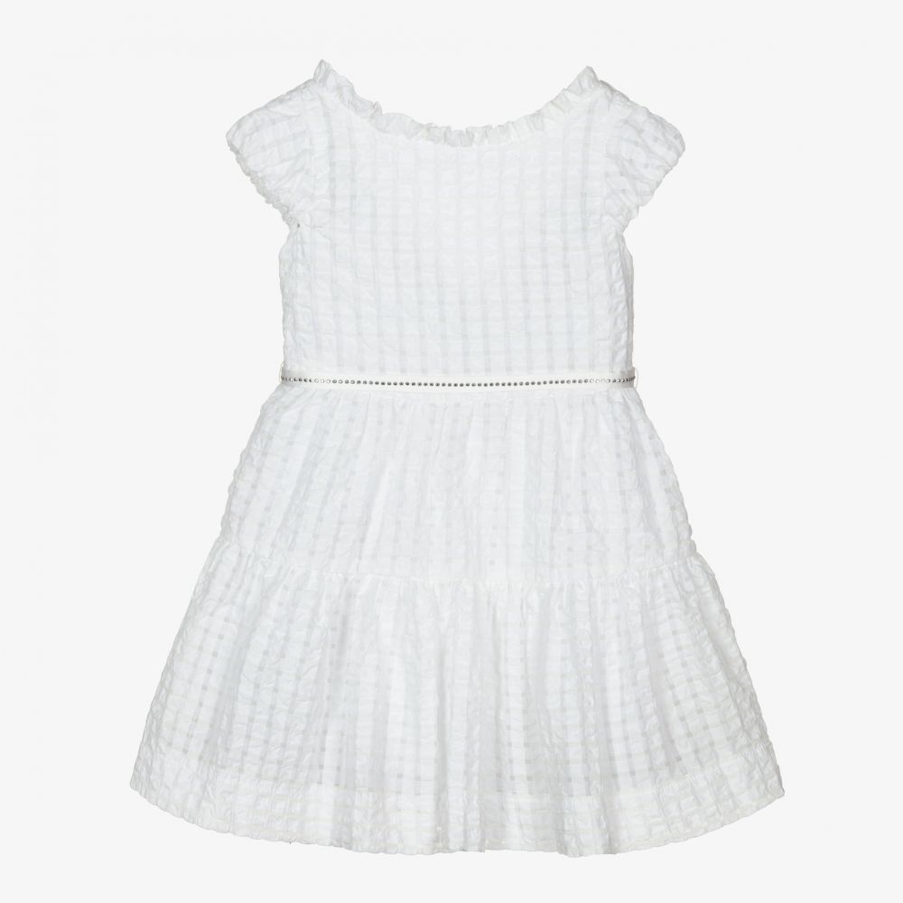 Mayoral - Girls White Cotton Dress | Childrensalon