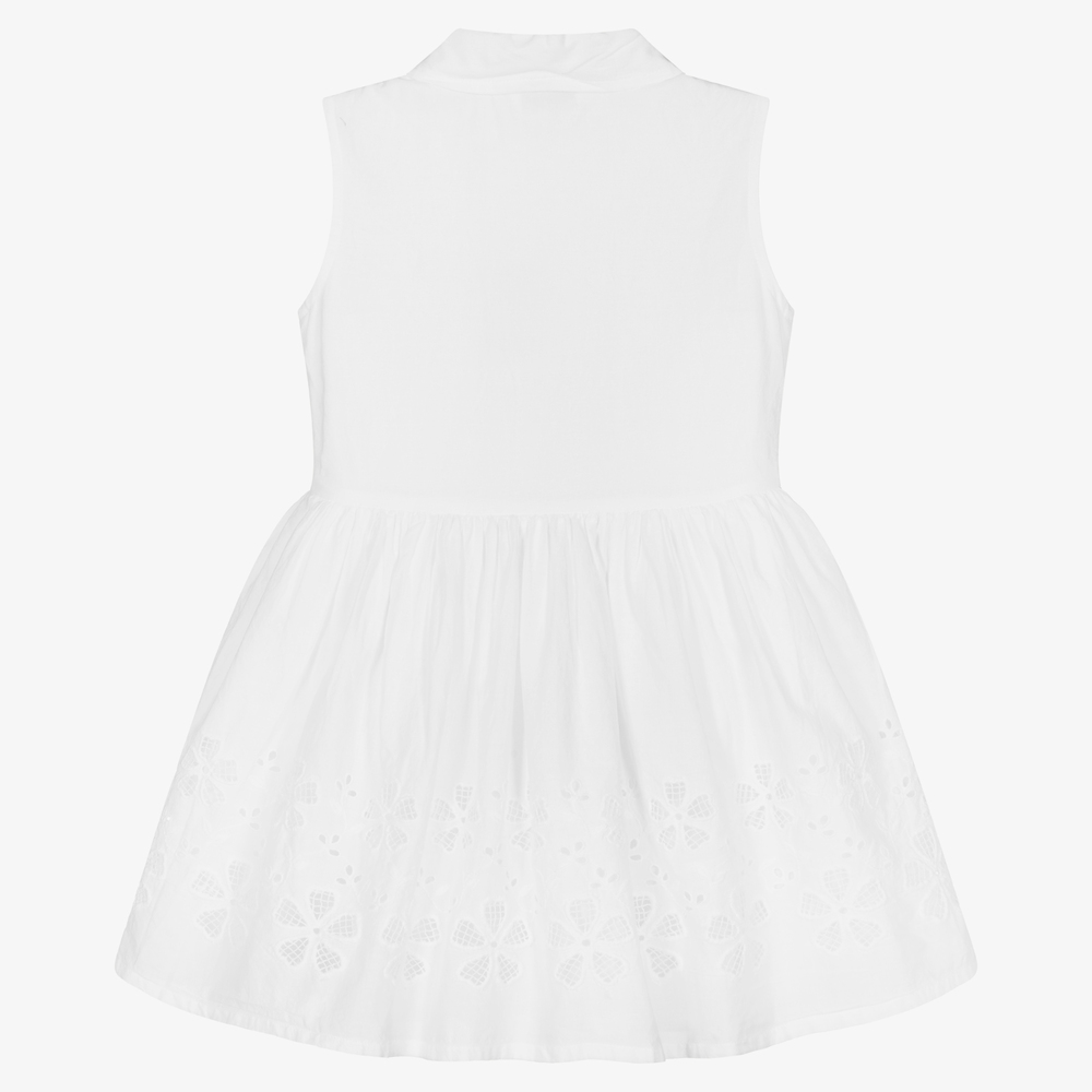 Mayoral Girls White Cotton Dress Childrensalon Outlet