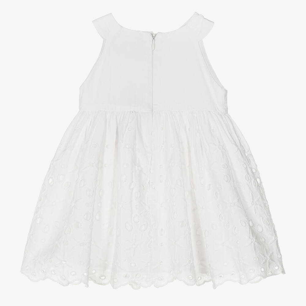 Mayoral Girls White Cotton Dress Childrensalon Outlet