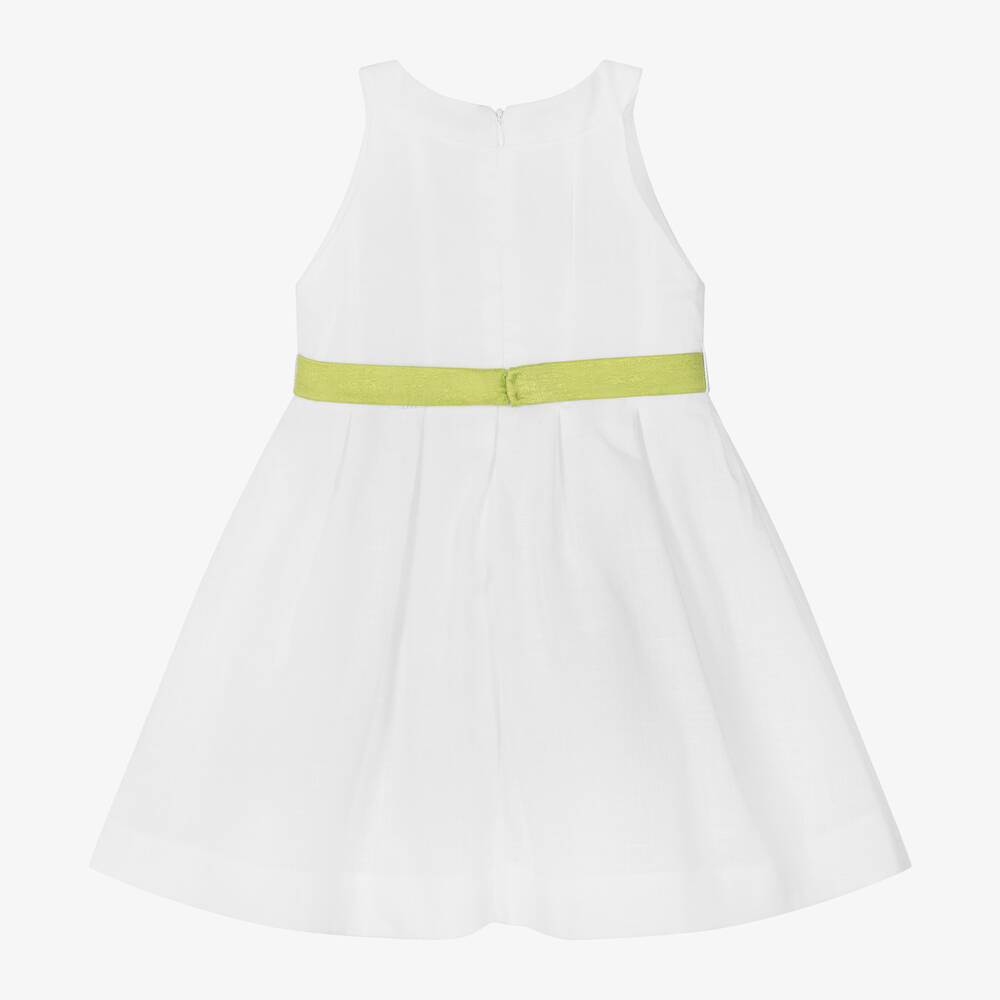 Mayoral-Girls White Cotton Flower Belt Dress | Childrensalon Outlet
