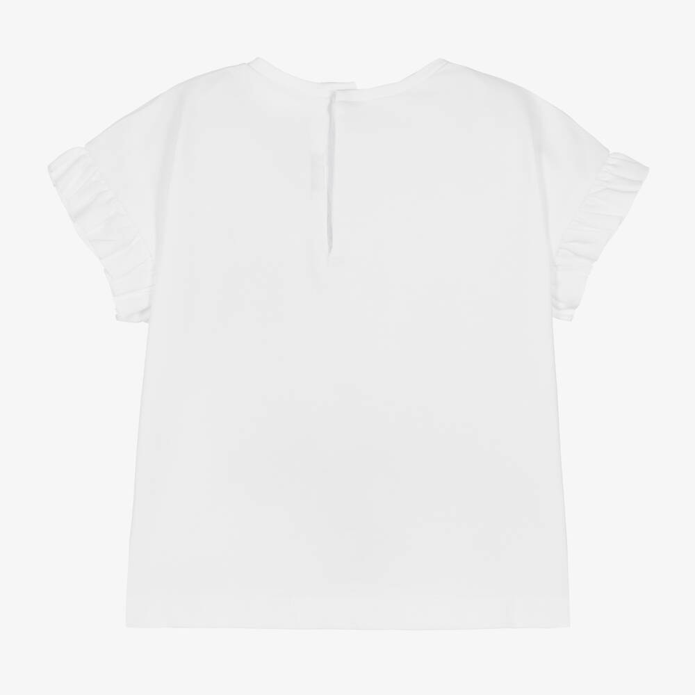 Mayoral-Girls White Cotton Frilled T-Shirt | Childrensalon Outlet