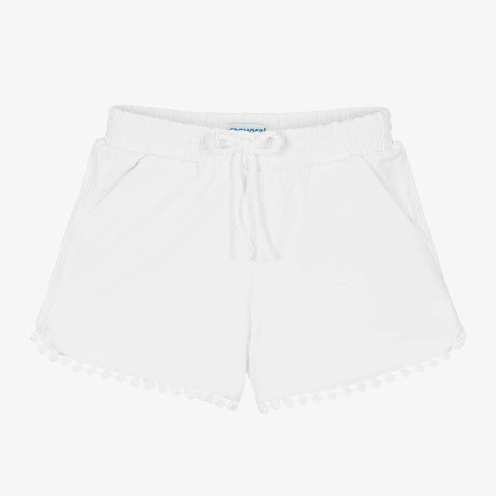 Mayoral-Girls White Cotton Jersey Shorts | Childrensalon Outlet
