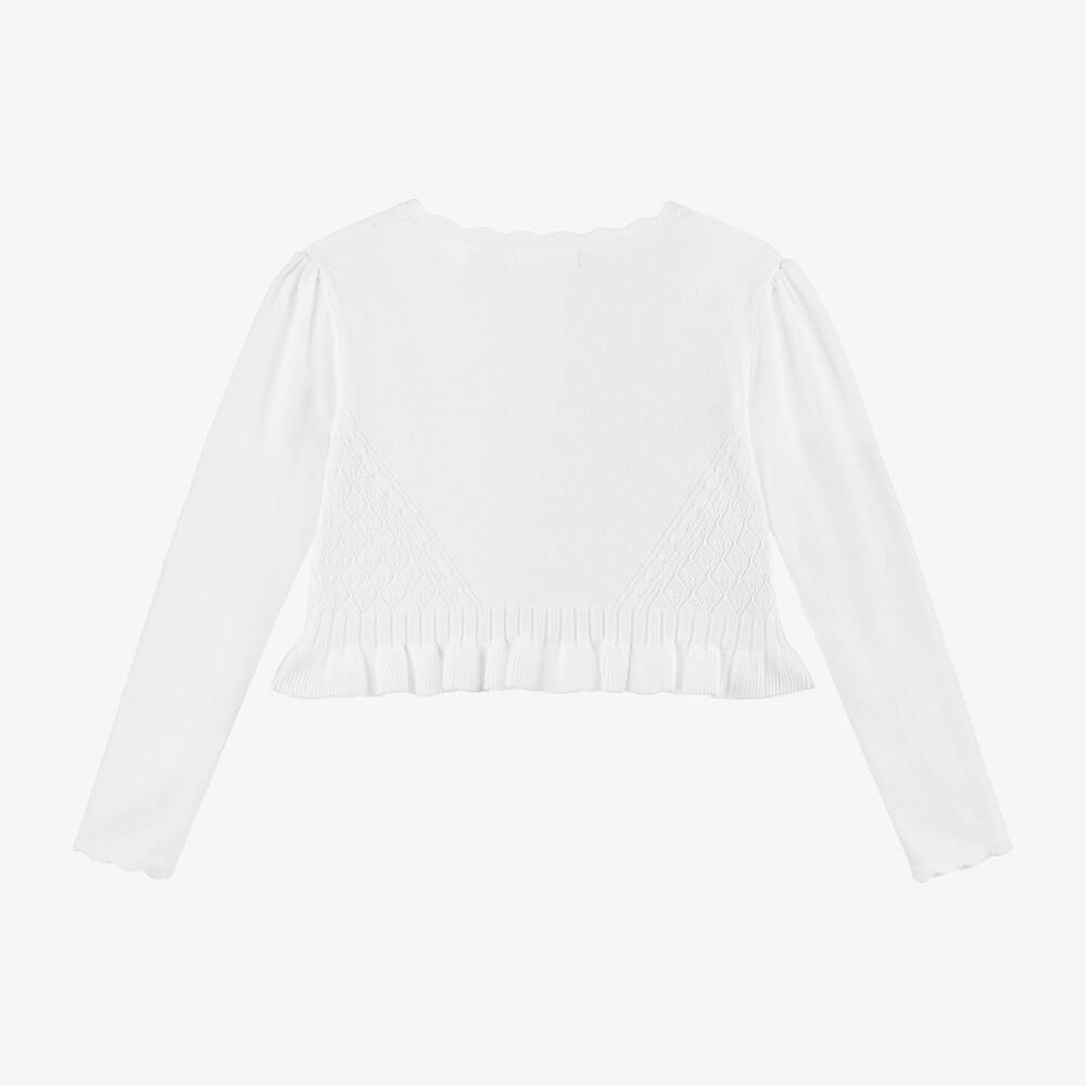 Mayoral-Girls White Cotton Knit Cardigan | Childrensalon Outlet