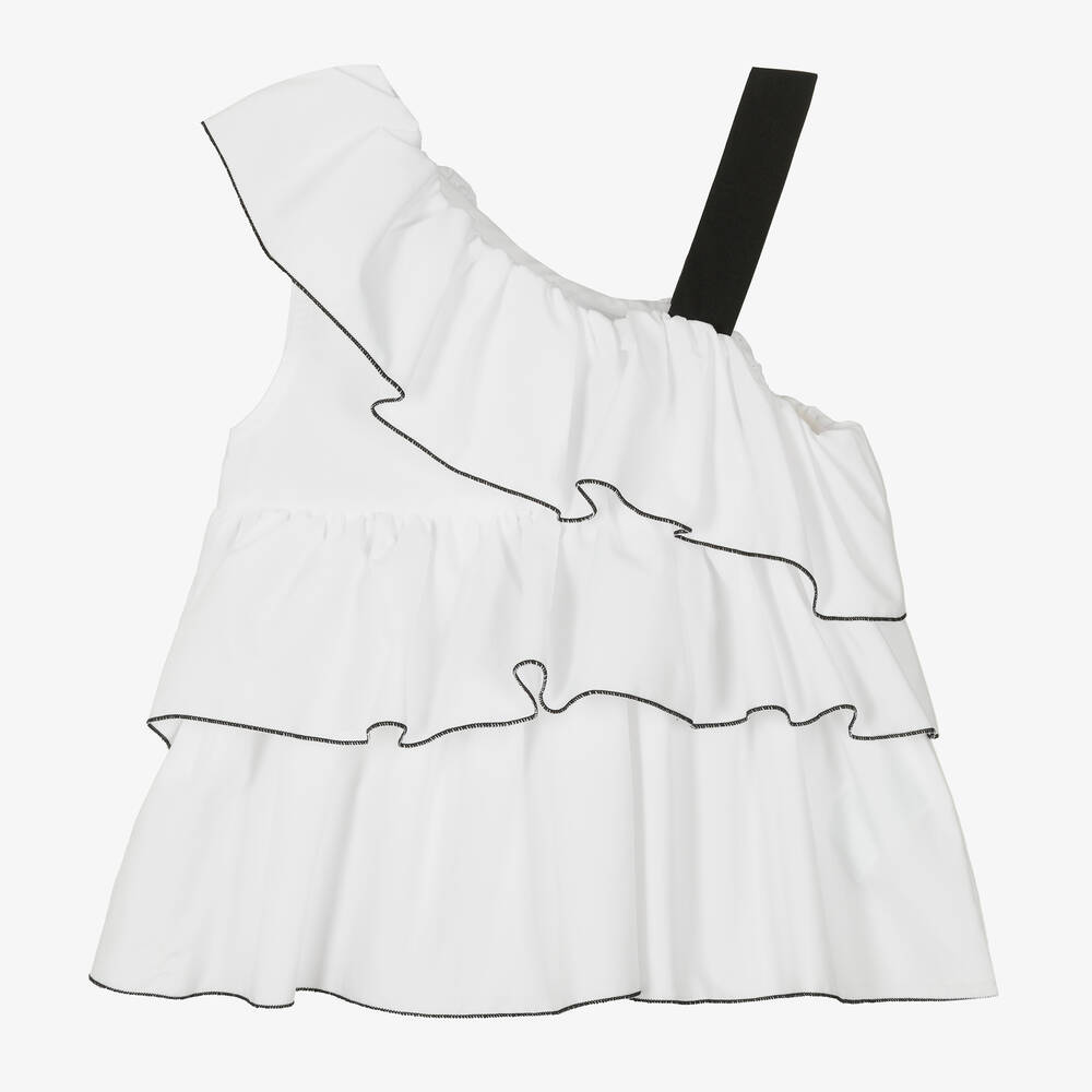 Mayoral - Белая хлопковая блузка с рюшами | Childrensalon