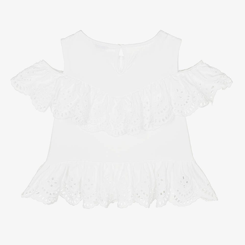 Mayoral-Белый хлопковый топ с рюшами | Childrensalon Outlet