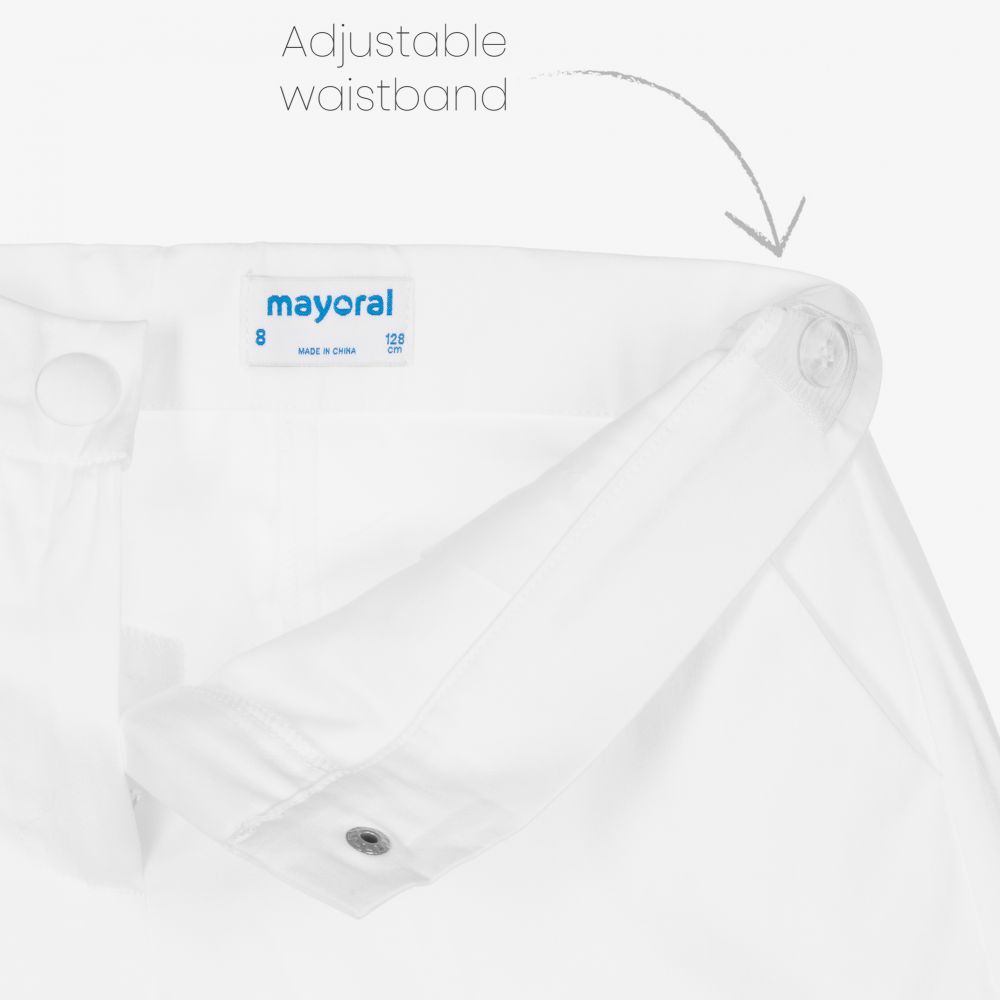 Mayoral-Girls White Cotton Shorts | Childrensalon Outlet