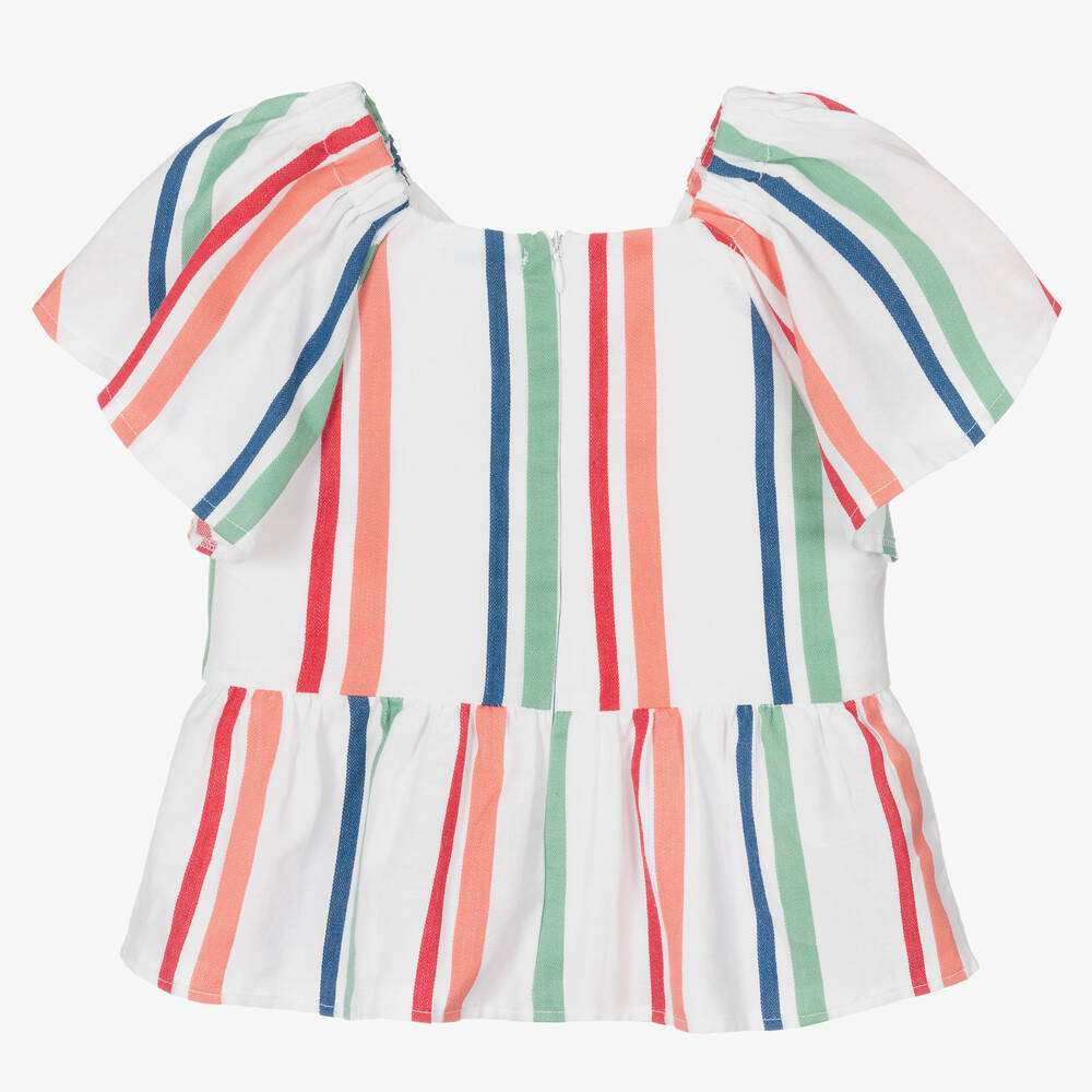 Mayoral-Girls White Cotton Striped Blouse | Childrensalon Outlet