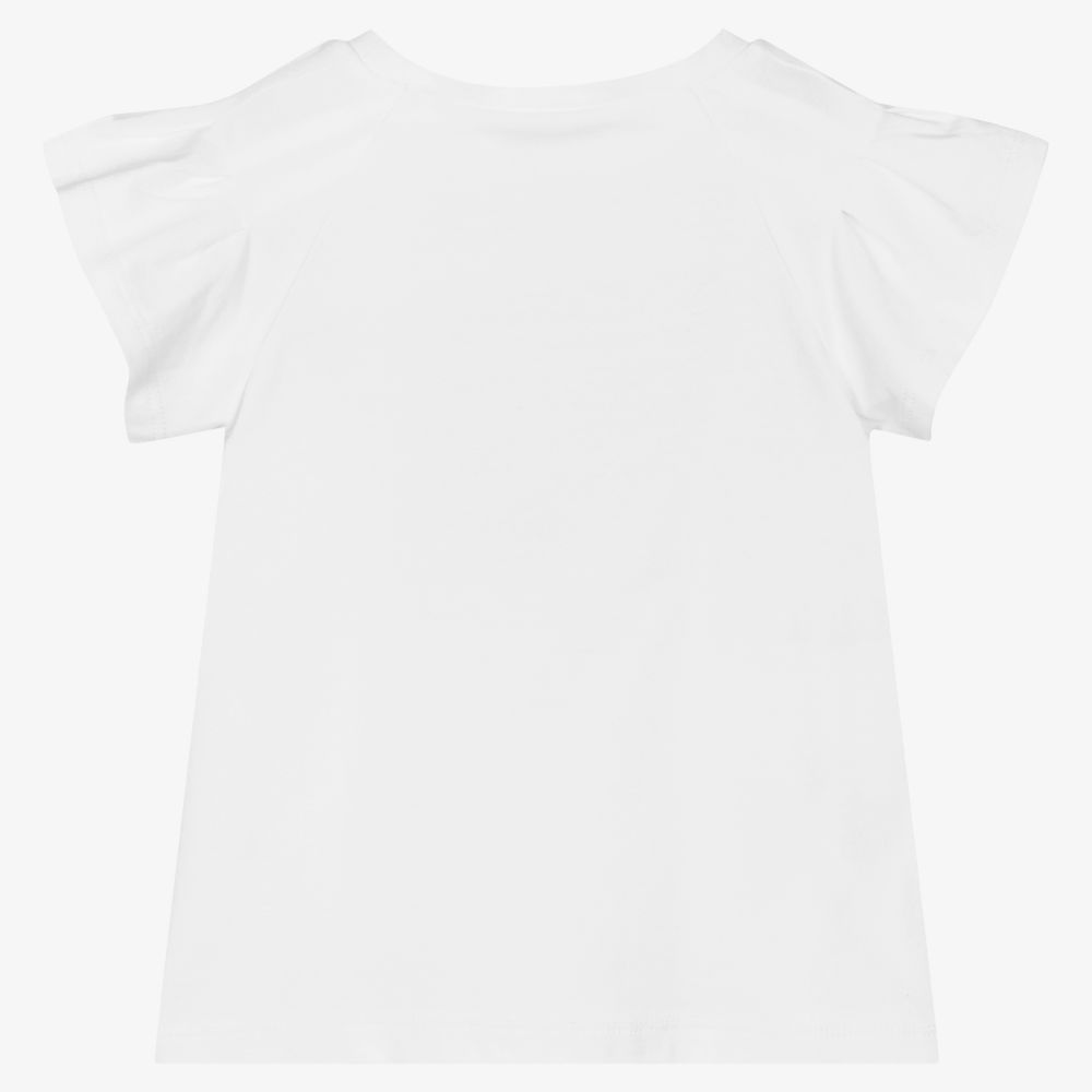 Mayoral-Белая хлопковая футболка для девочек | Childrensalon Outlet