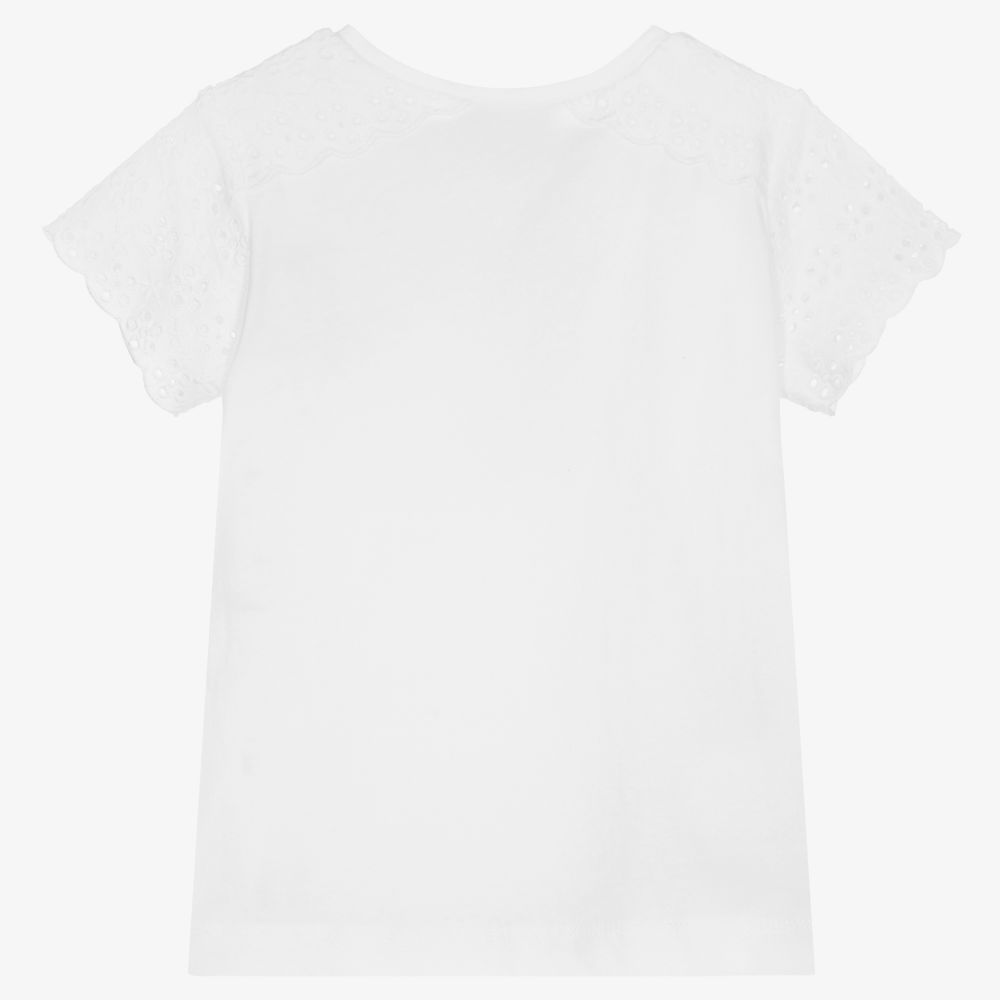 مايورال-تيشيرت قطن مستدام لون أبيض للبنات | Childrensalon Outlet