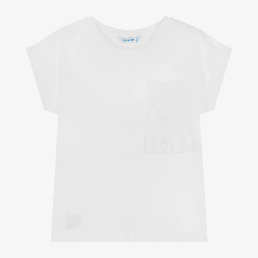 Mayoral-Girls White Cotton T-Shirt | Childrensalon Outlet