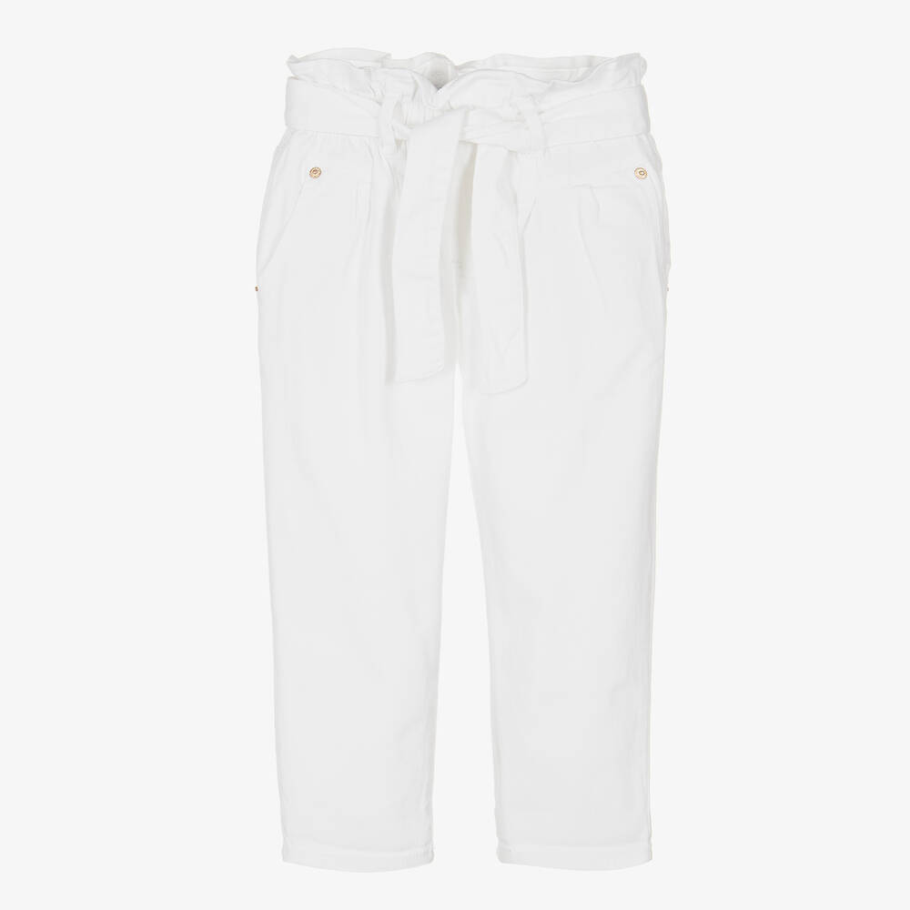 Mayoral - Белые брюки из хлопкового твила | Childrensalon