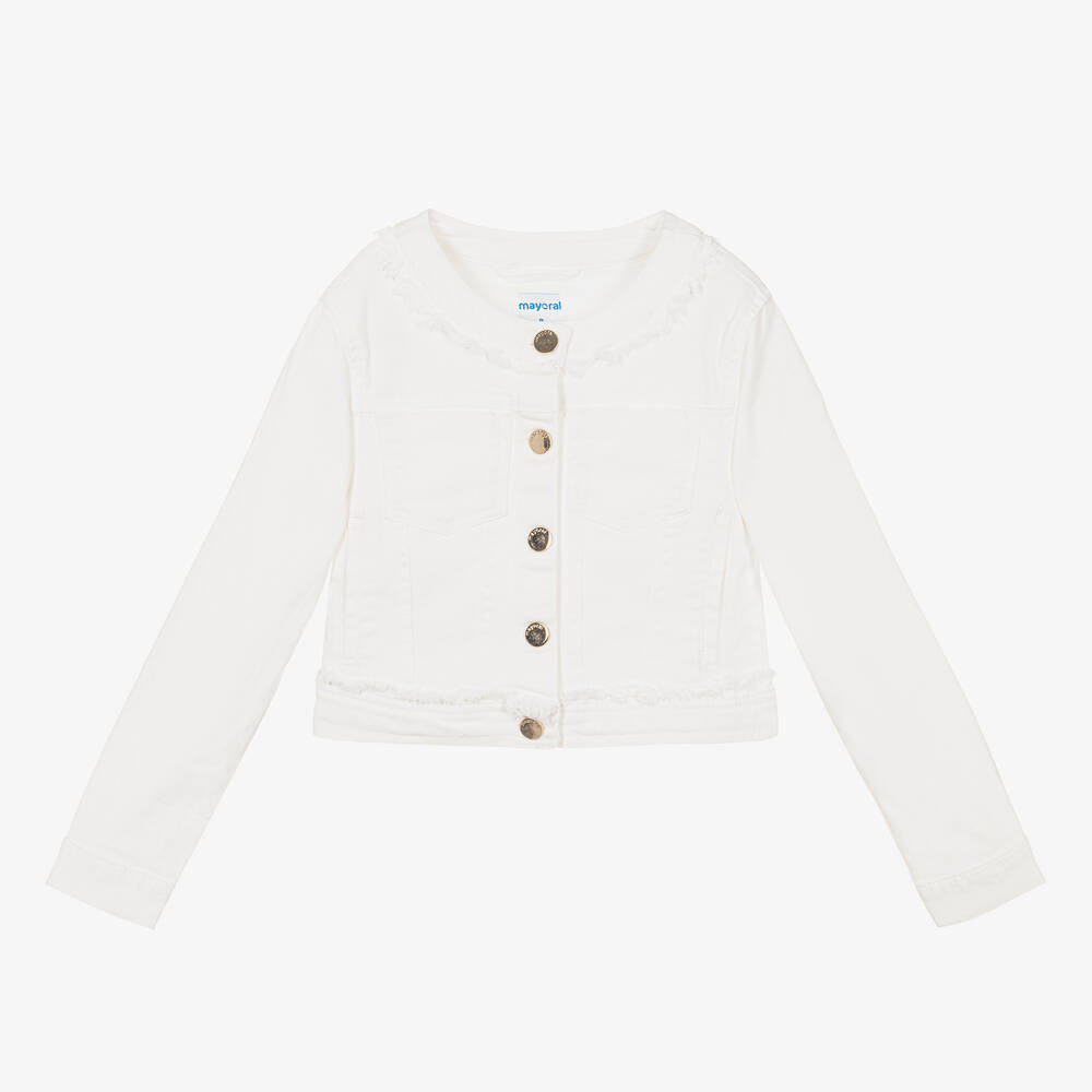 Mayoral - Белая джинсовая куртка для девочек | Childrensalon