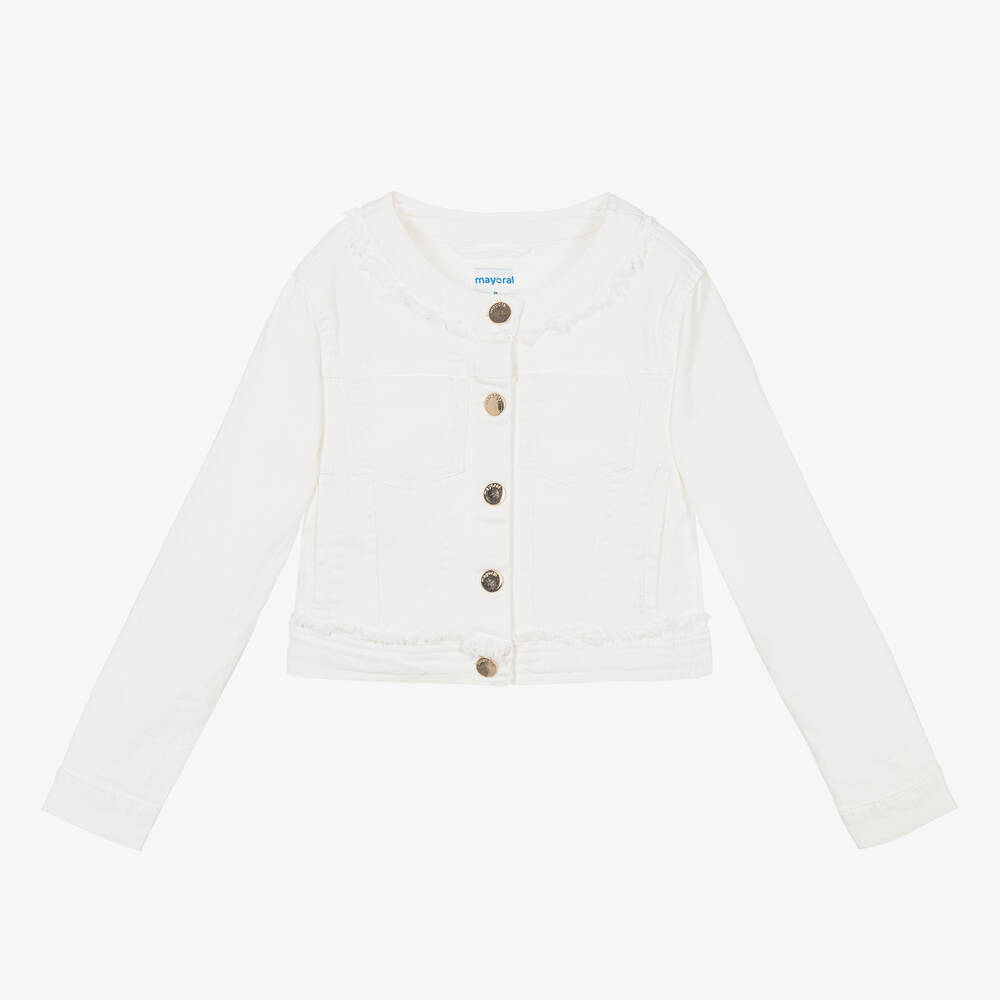 Mayoral - Veste blanche en jean fille | Childrensalon