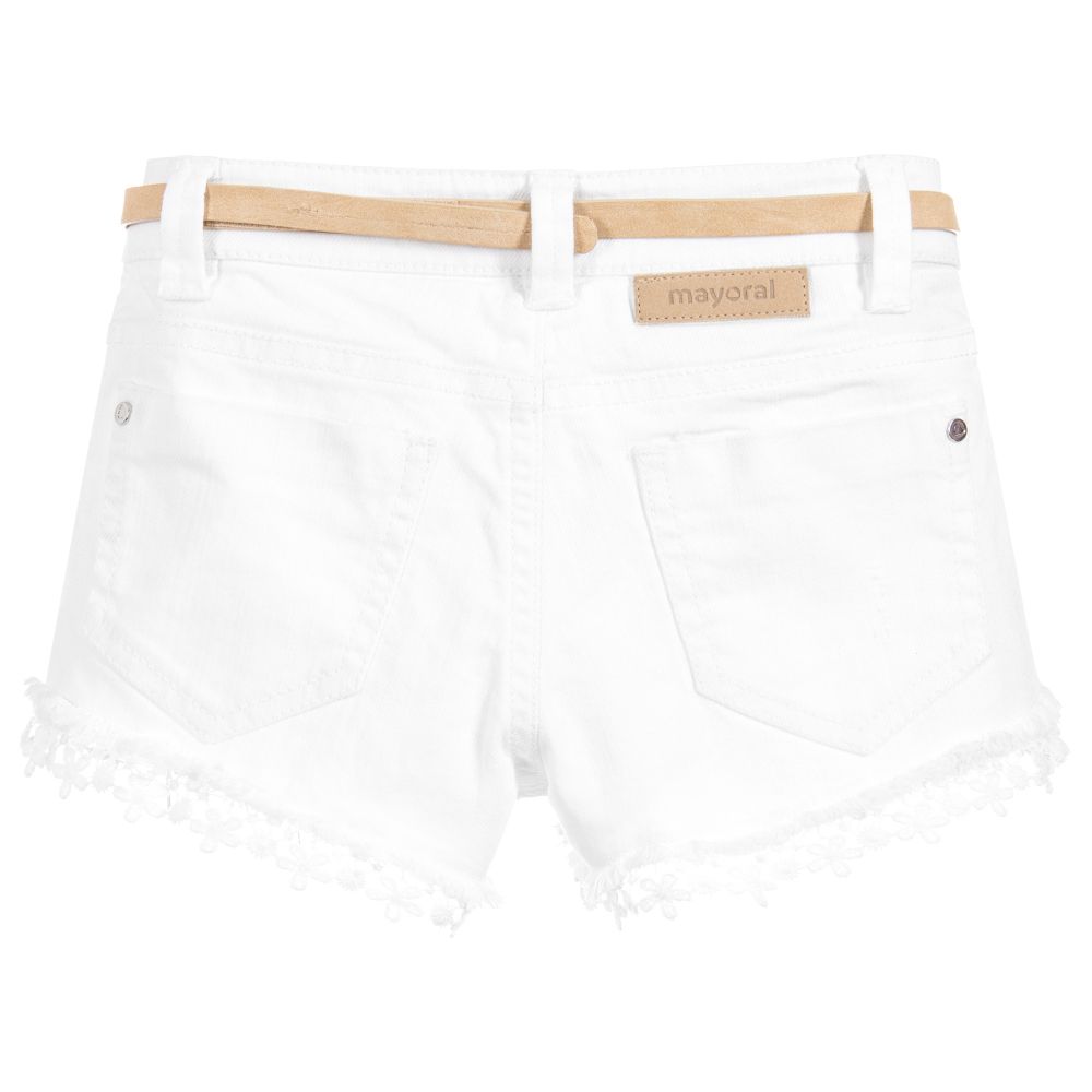 Mayoral-Girls White Denim Shorts | Childrensalon Outlet