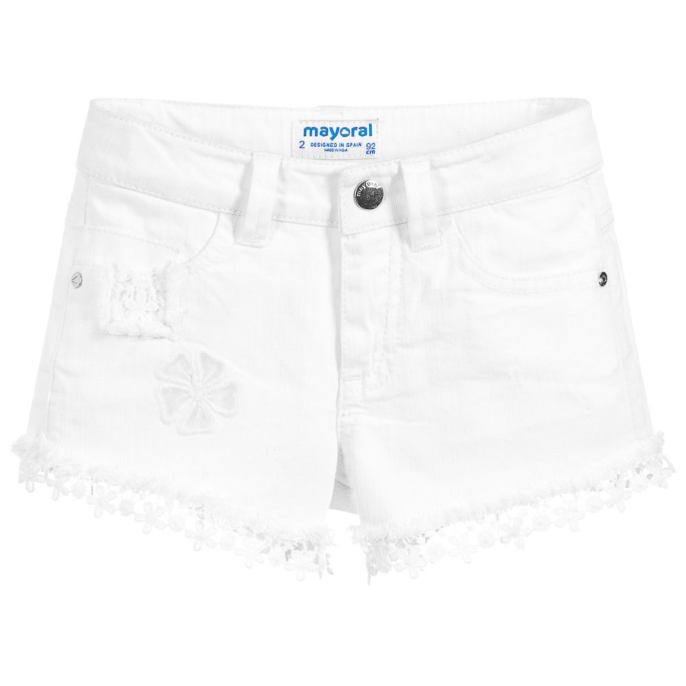 Mayoral-Girls White Denim Shorts | Childrensalon Outlet