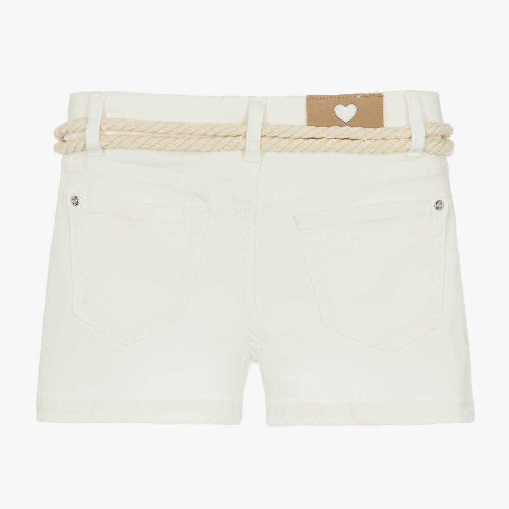 مايورال-شورت قطن دنيم لون أبيض للبنات | Childrensalon Outlet