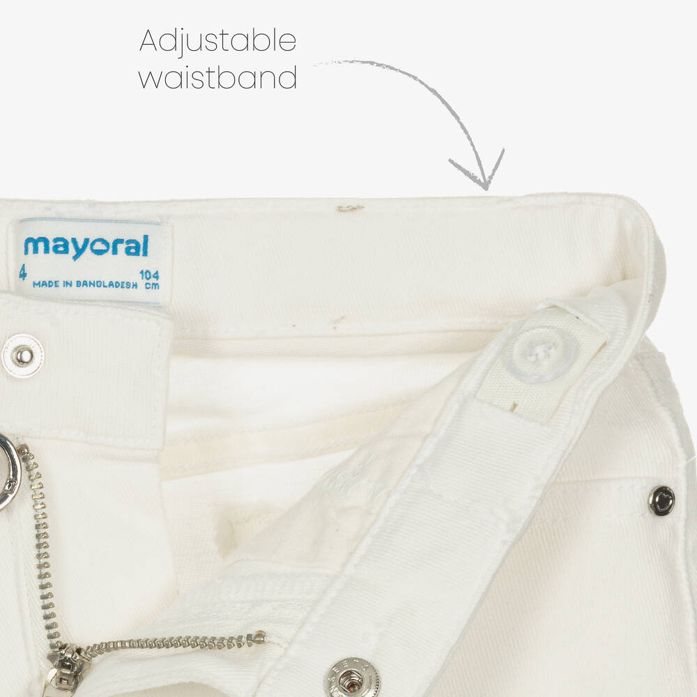 مايورال-شورت قطن دنيم لون أبيض للبنات | Childrensalon Outlet