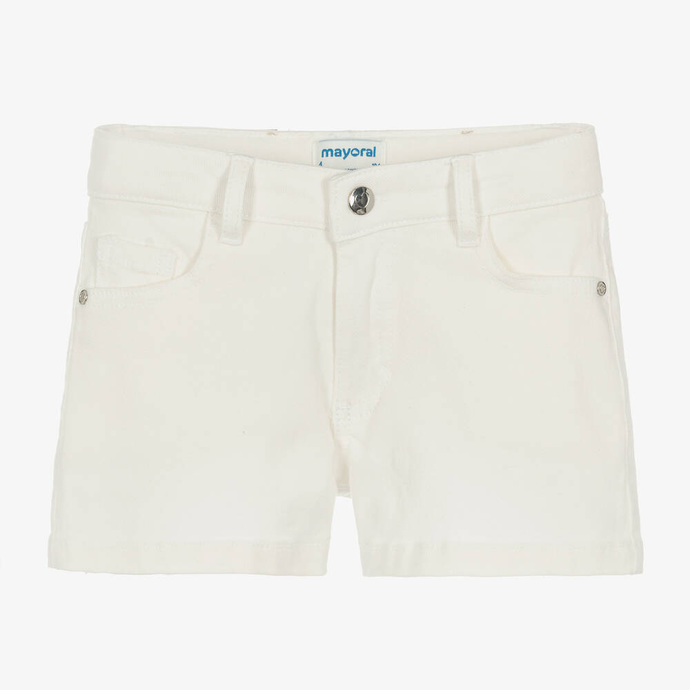 مايورال-شورت قطن دنيم لون أبيض للبنات | Childrensalon Outlet