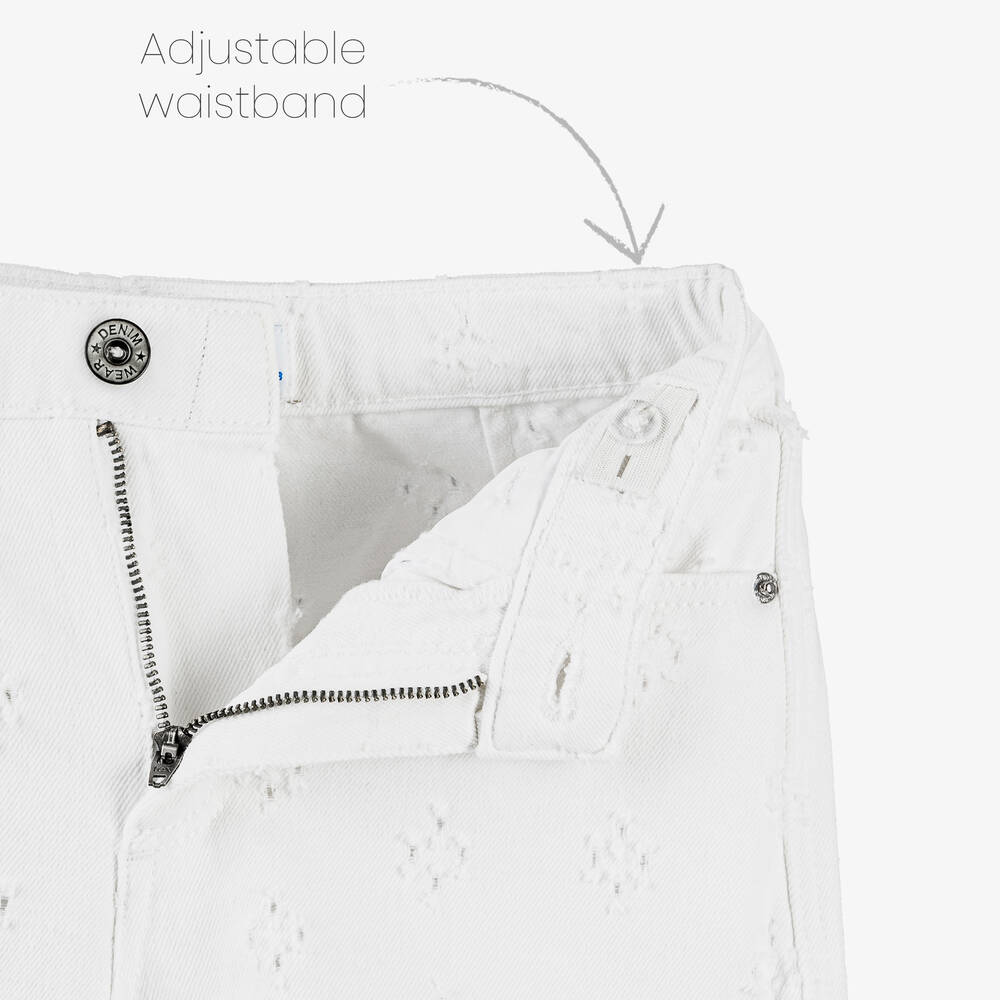 مايورال-شورت قطن دنيم لون أبيض للبنات | Childrensalon Outlet