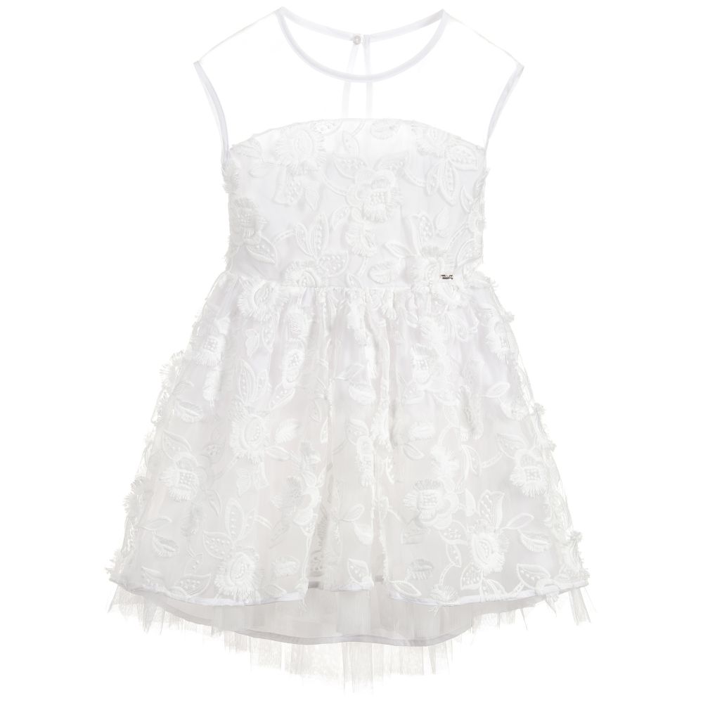Mayoral - Girls White Embroidered Dress | Childrensalon
