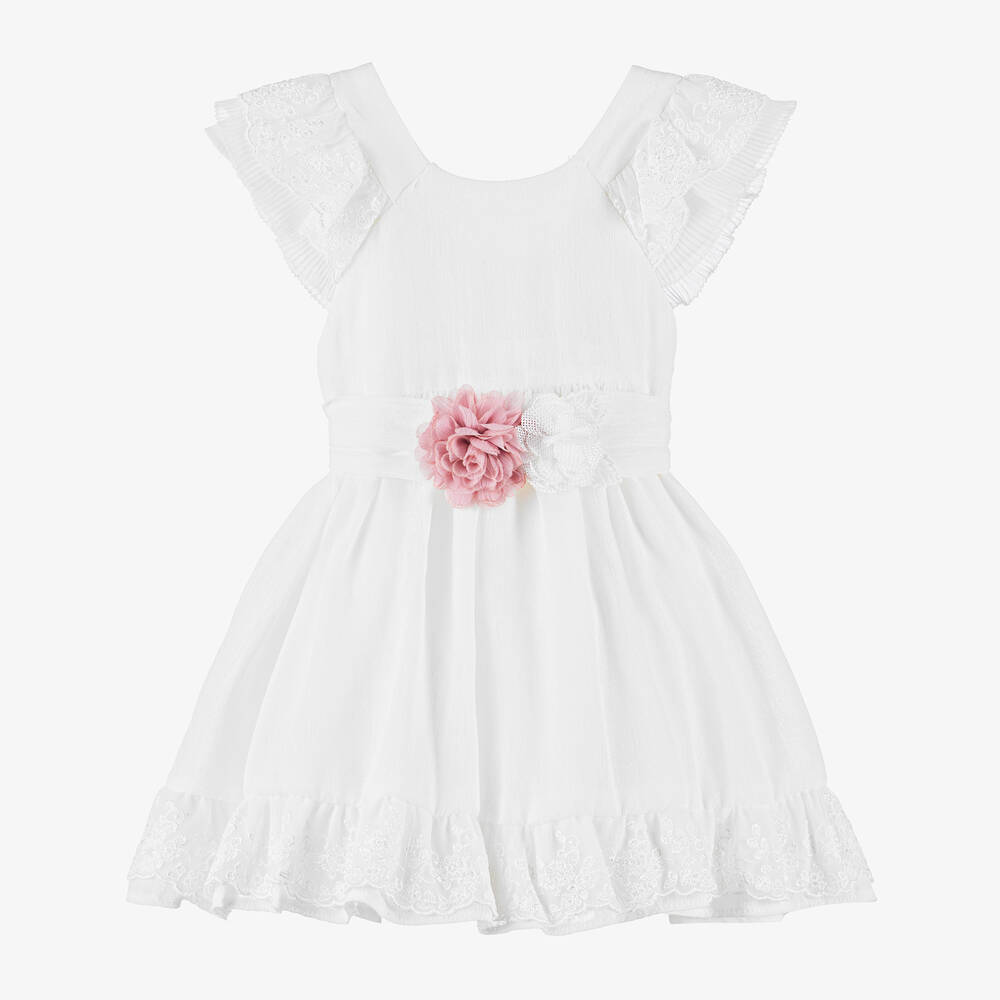 Mayoral-Girls White Embroidered Dress | Childrensalon Outlet