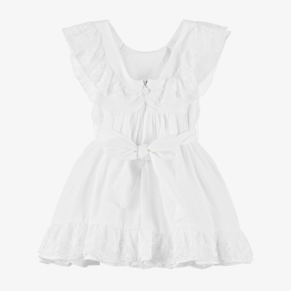 Mayoral-Girls White Embroidered Dress | Childrensalon Outlet