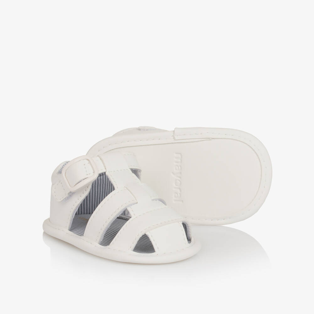 Mayoral Newborn-Girls White Faux Leather Pre-Walkers | Childrensalon Outlet
