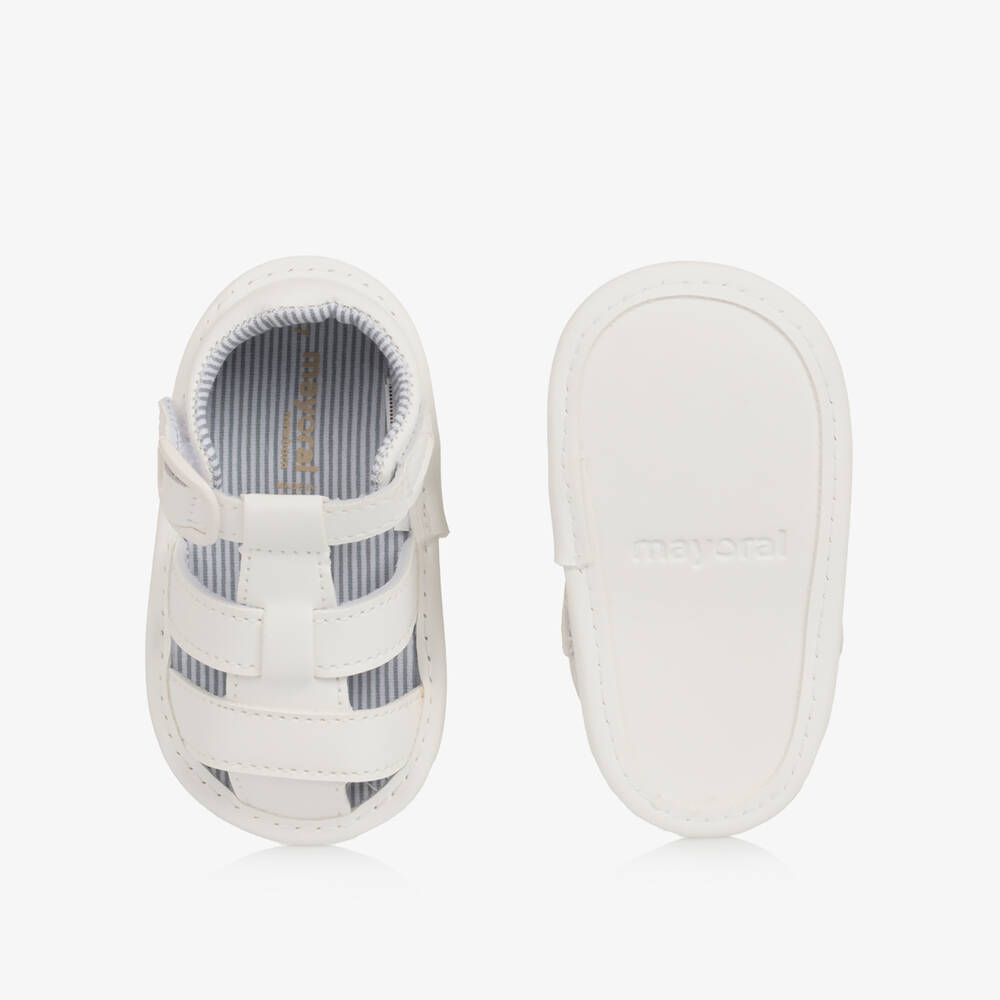 Mayoral Newborn-Girls White Faux Leather Pre-Walkers | Childrensalon Outlet