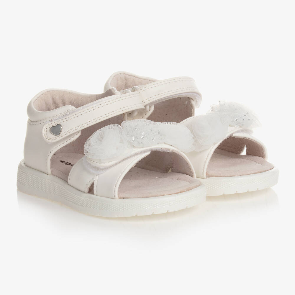 Mayoral - Girls White Faux Leather Sandals | Childrensalon