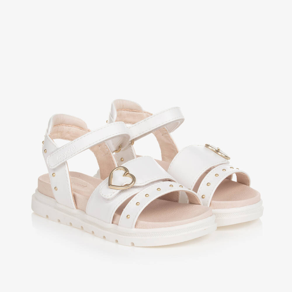 Mayoral-Girls White Faux Leather Studded Sandals | Childrensalon Outlet