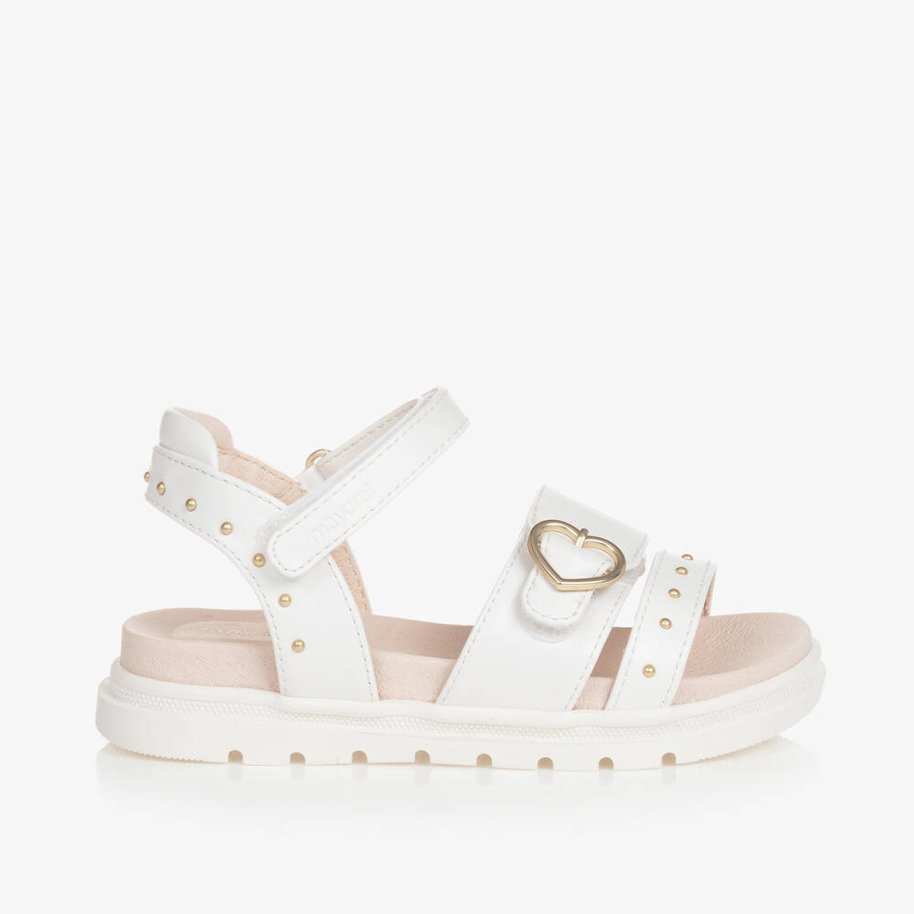 Mayoral-Girls White Faux Leather Studded Sandals | Childrensalon Outlet