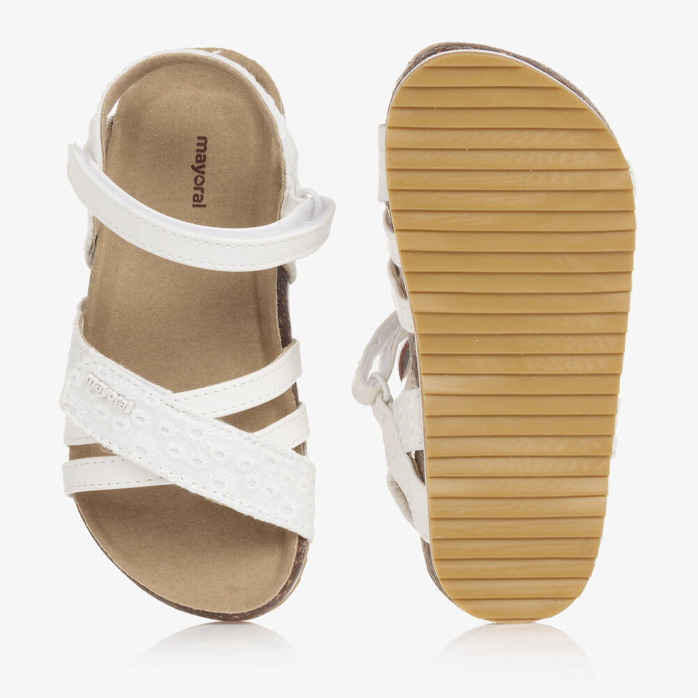 Mayoral-Girls White Faux Leather Velcro Sandals | Childrensalon Outlet